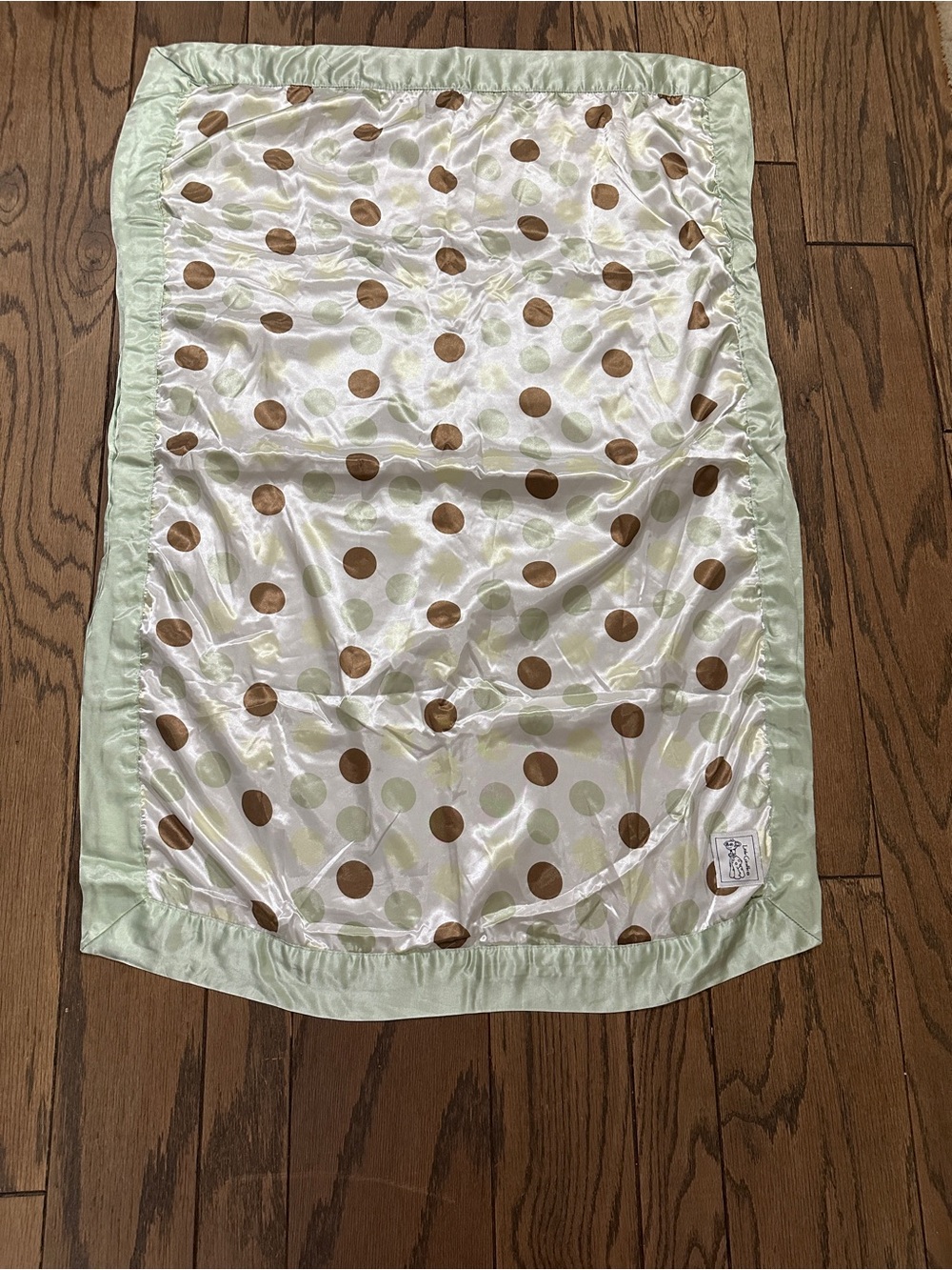 Little Giraffe Polka Dot Brown Grey Green White Satin Trim Baby Blanket Lovey